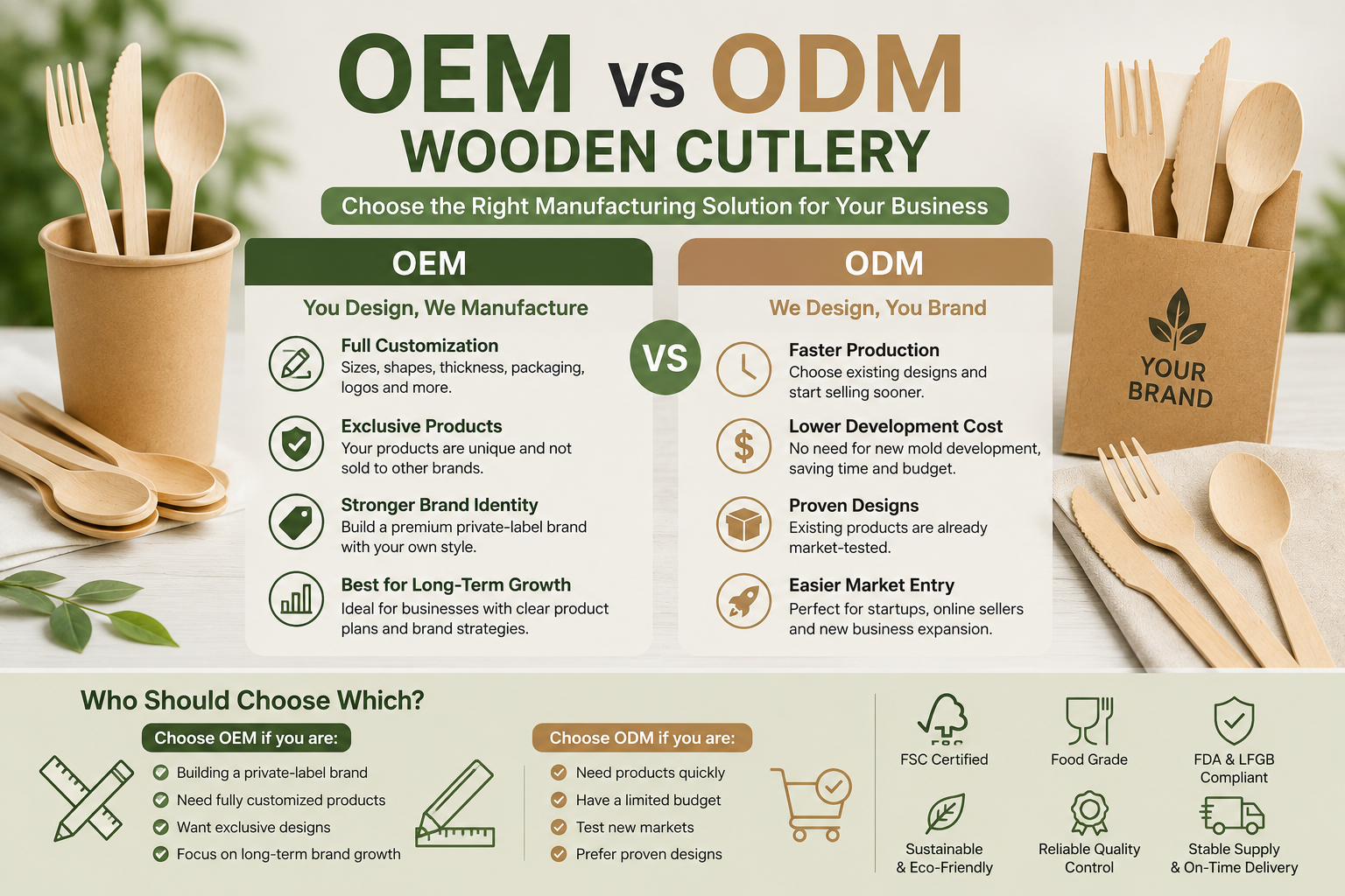 OEM vs ODM Wooden Cutlery: Which Manufacturing Solution Is Right for Your Business?