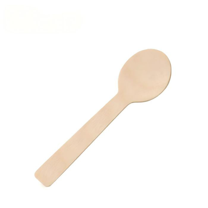 Disposable Wooden Round Teaspoon 4''