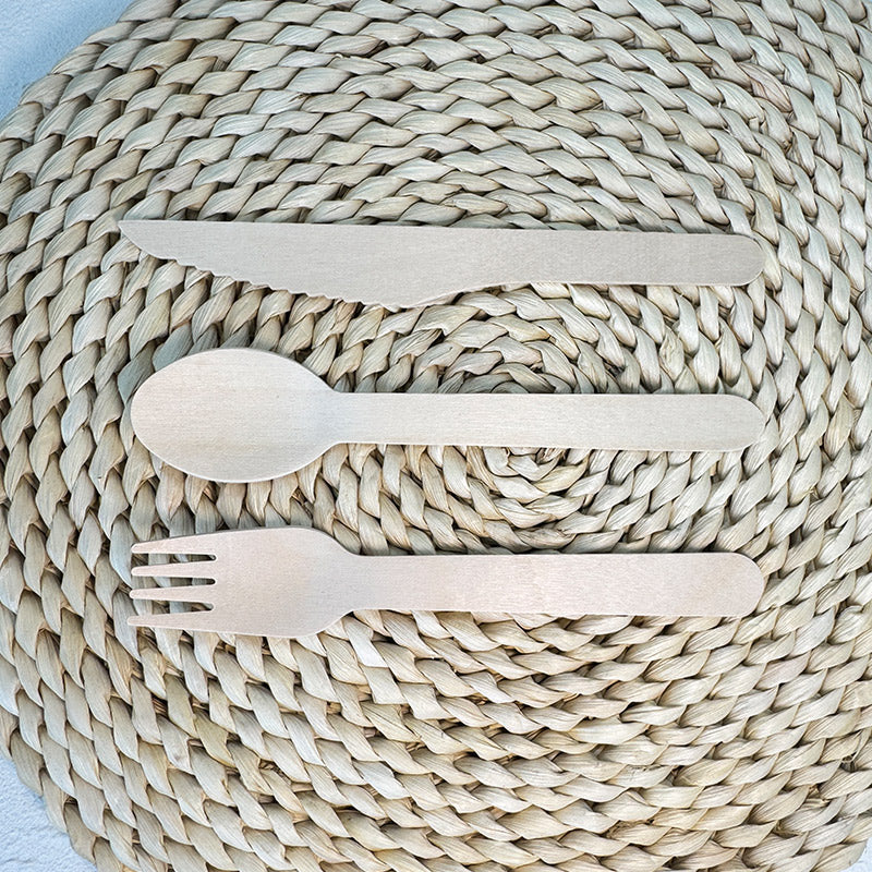Eco-Friendly Wooden Knife, Fork & Spoon Set
