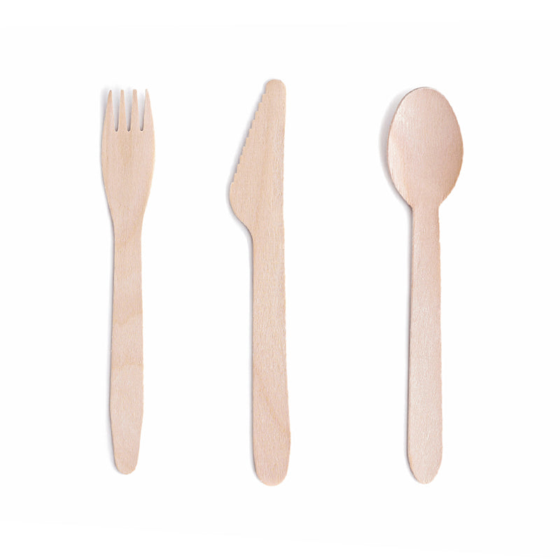 Eco-Friendly Wooden Knife, Fork & Spoon Set
