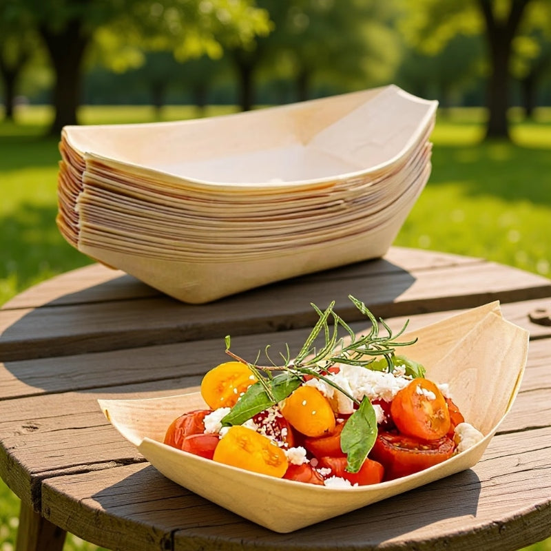 Eco-Friendly Wooden Food Boat