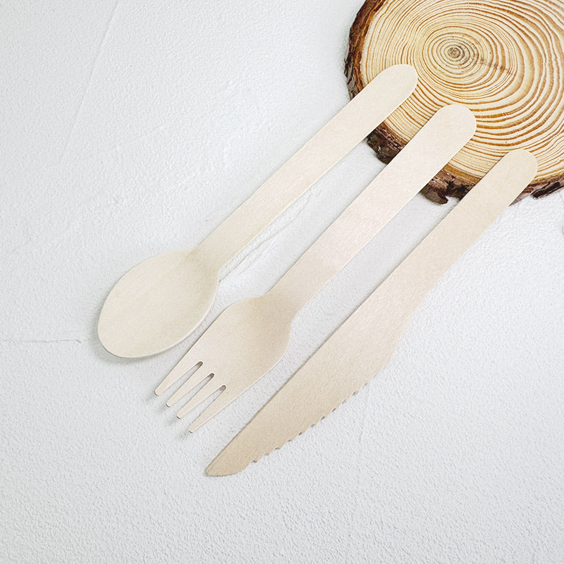 Eco-Friendly Wooden Knife, Fork & Spoon Set
