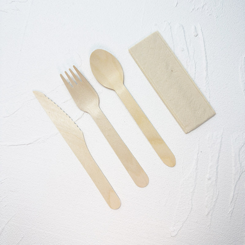 Eco-Friendly Wooden Knife, Fork & Spoon Set