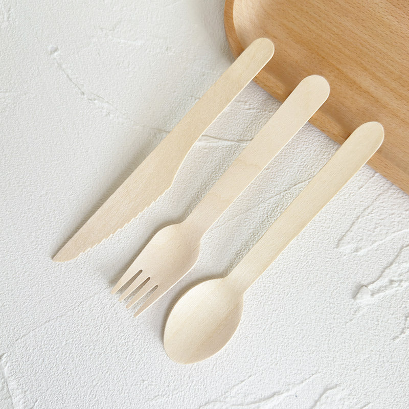 Eco-Friendly Wooden Knife, Fork & Spoon Set