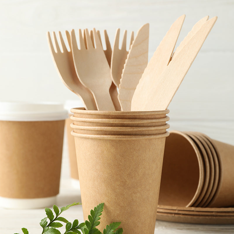 Eco-Friendly Wooden Knife, Fork & Spoon Set