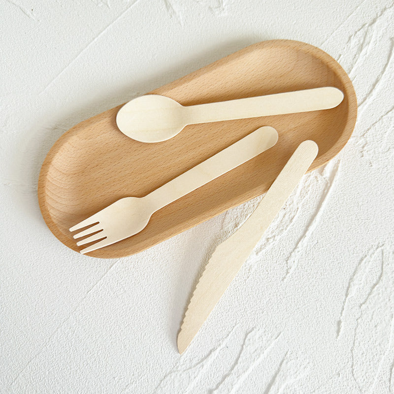 Eco-Friendly Wooden Knife, Fork & Spoon Set