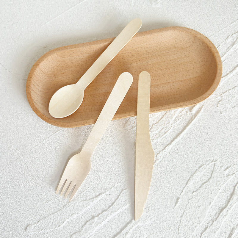Eco-Friendly Wooden Knife, Fork & Spoon Set