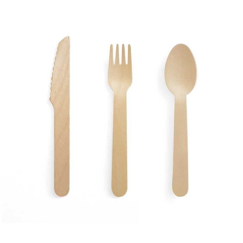 Eco-Friendly Wooden Knife, Fork & Spoon Set
