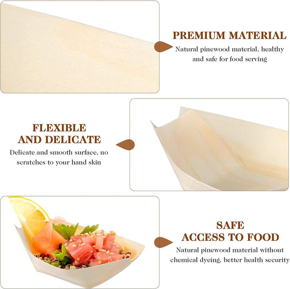 Eco-Friendly Wooden Food Boat