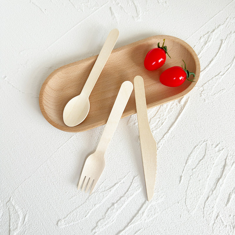 Eco-Friendly Wooden Knife, Fork & Spoon Set