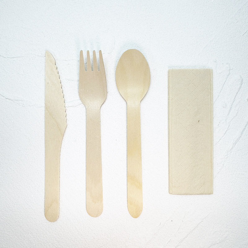 Eco-Friendly Wooden Knife, Fork & Spoon Set