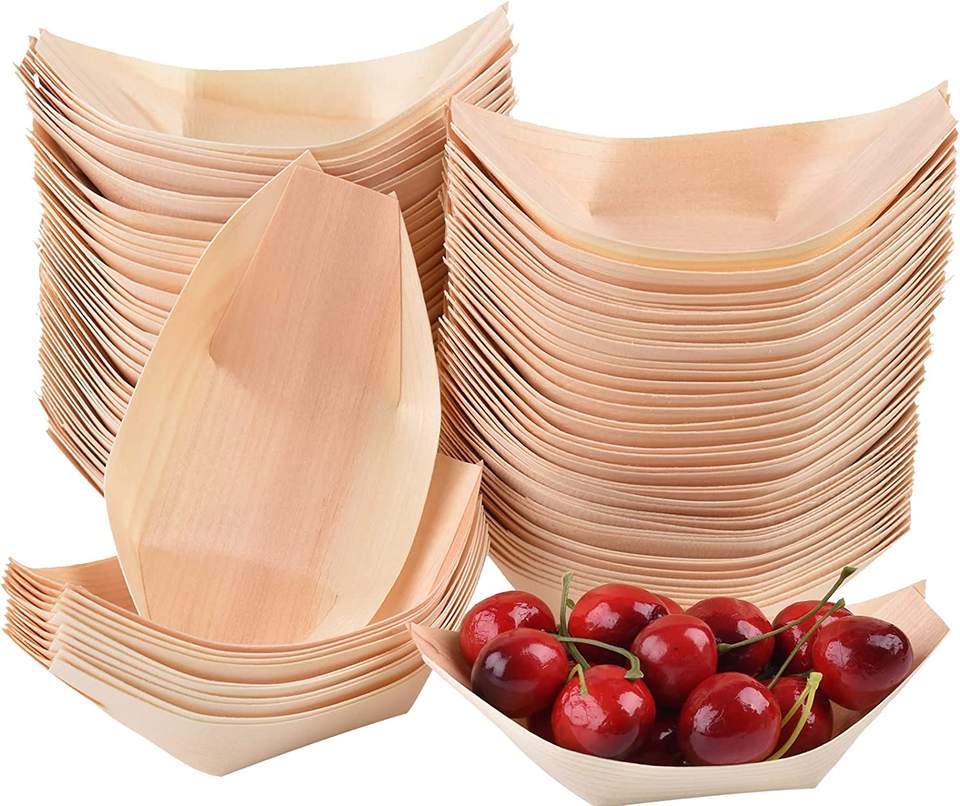 Eco-Friendly Wooden Food Boat