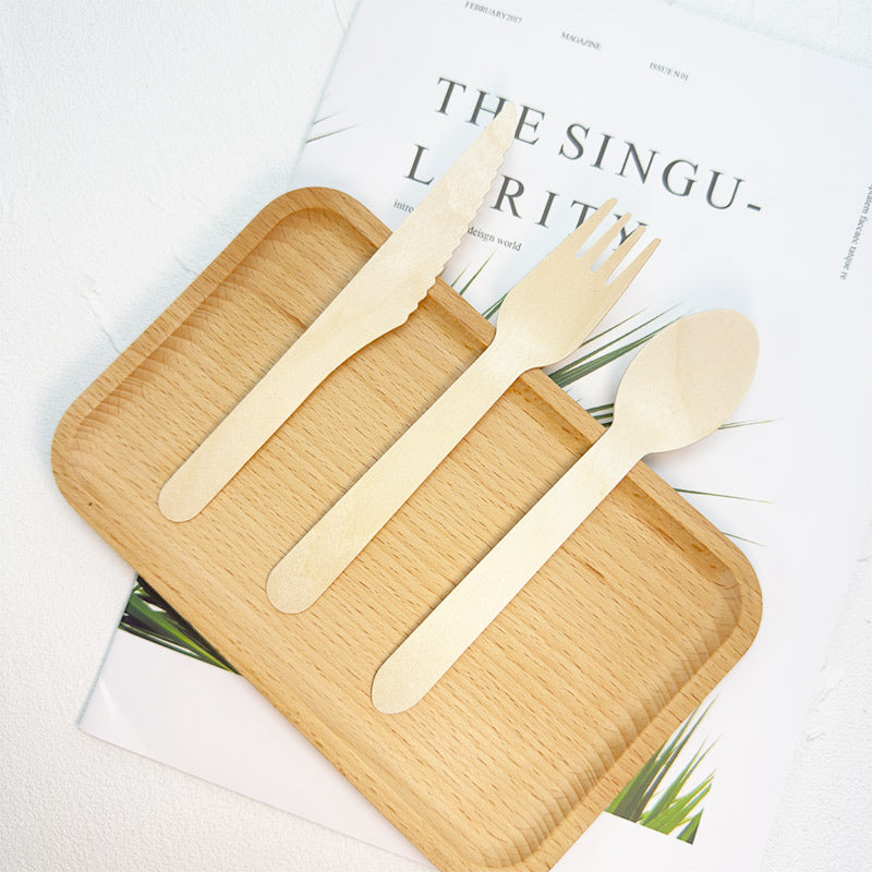 Eco-Friendly Wooden Knife, Fork & Spoon Set