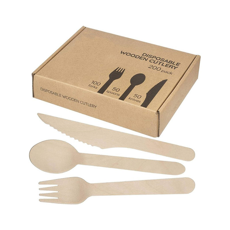 Disposable Wooden Cutlery with Paper Box