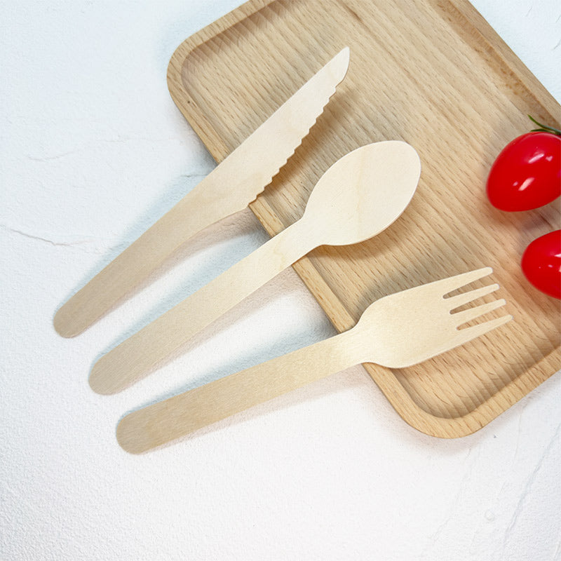 Eco-Friendly Wooden Knife, Fork & Spoon Set