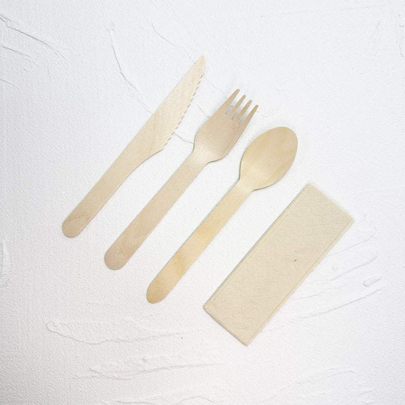 Eco-Friendly Wooden Knife, Fork & Spoon Set