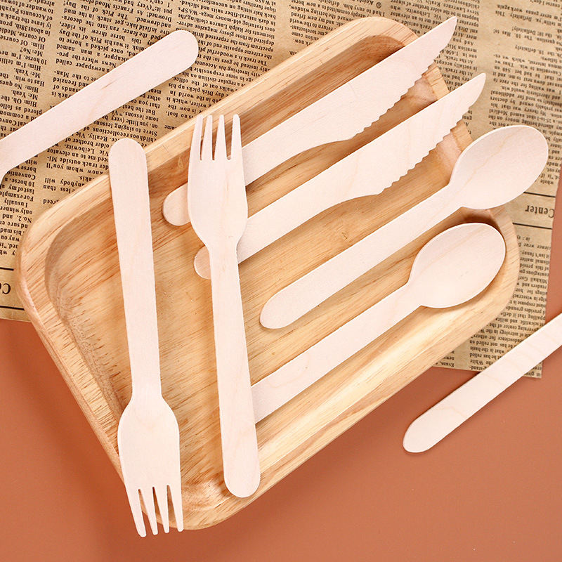 Eco-Friendly Wooden Knife, Fork & Spoon Set