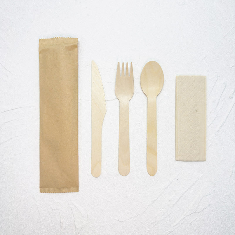 Eco-Friendly Wooden Knife, Fork & Spoon Set