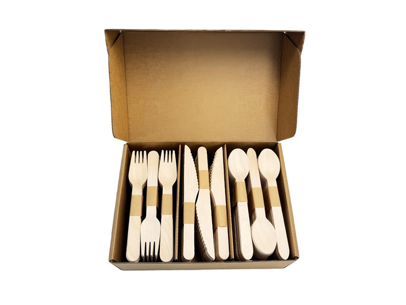 Disposable Wooden Cutlery with Paper Box