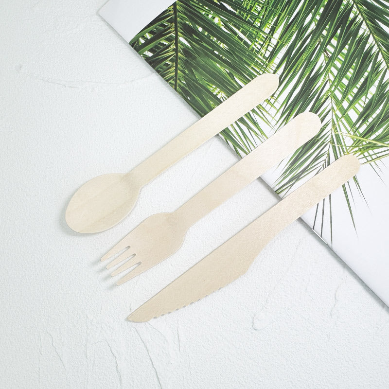 Eco-Friendly Wooden Knife, Fork & Spoon Set