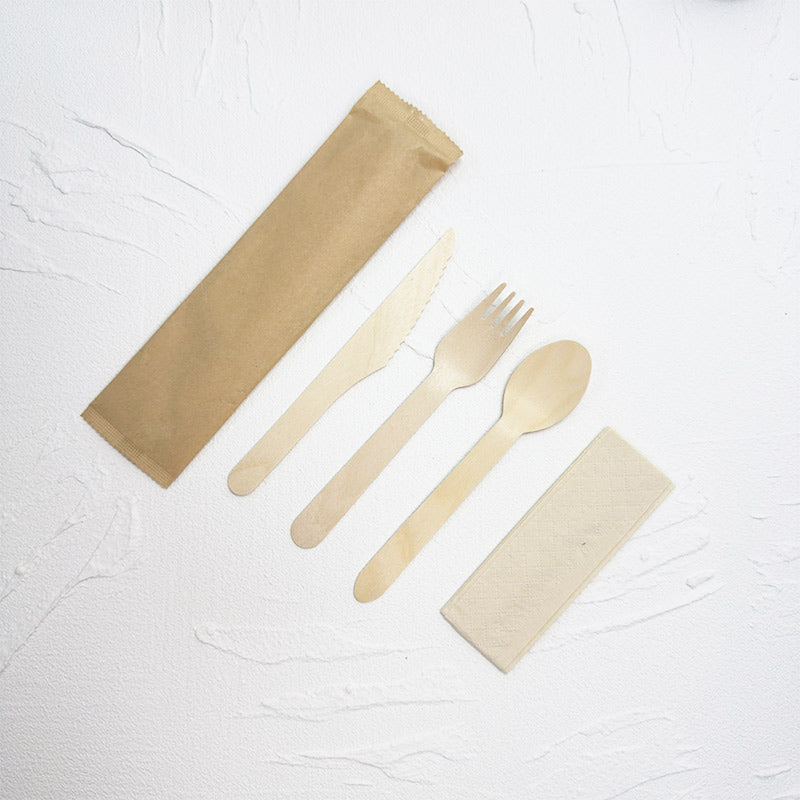 Eco-Friendly Wooden Knife, Fork & Spoon Set