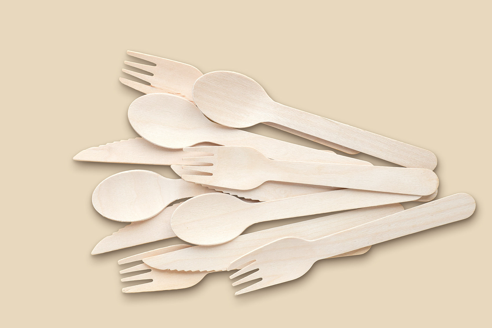 Eco-Friendly Wooden Knife, Fork & Spoon Set