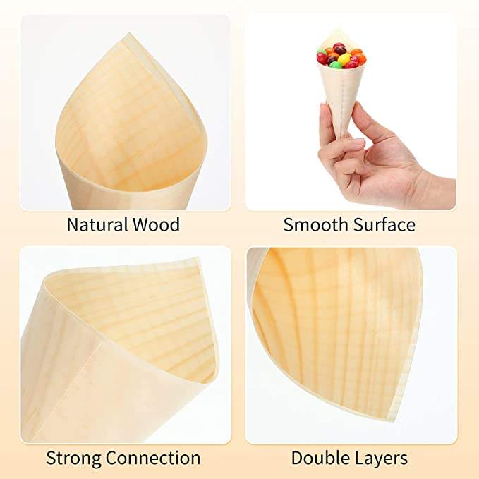Disposable Wooden Cone Food Containers