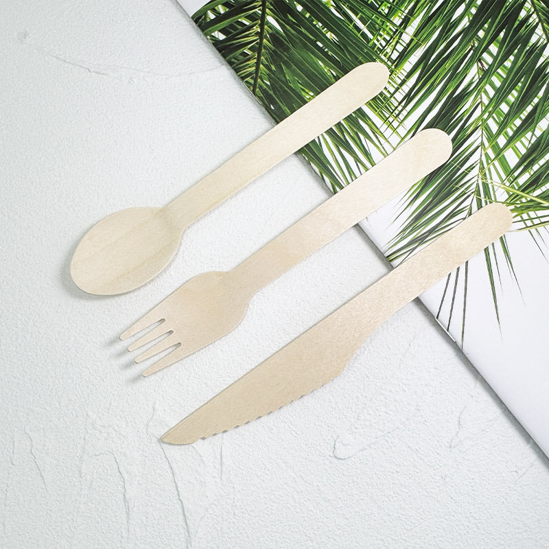 Eco-Friendly Wooden Knife, Fork & Spoon Set