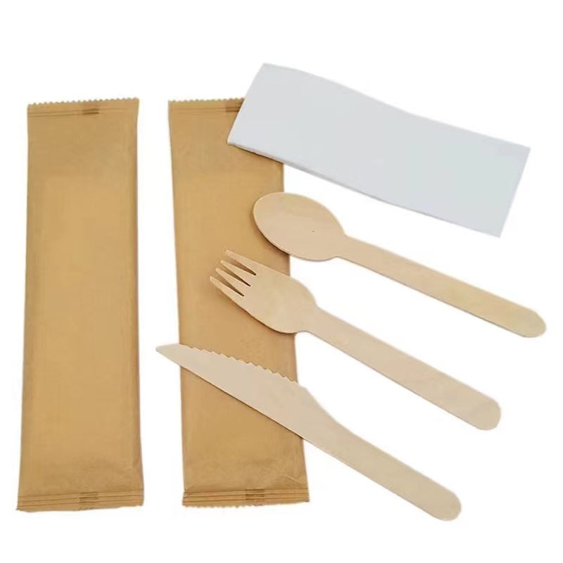 Eco-Friendly Wooden Knife, Fork & Spoon Set