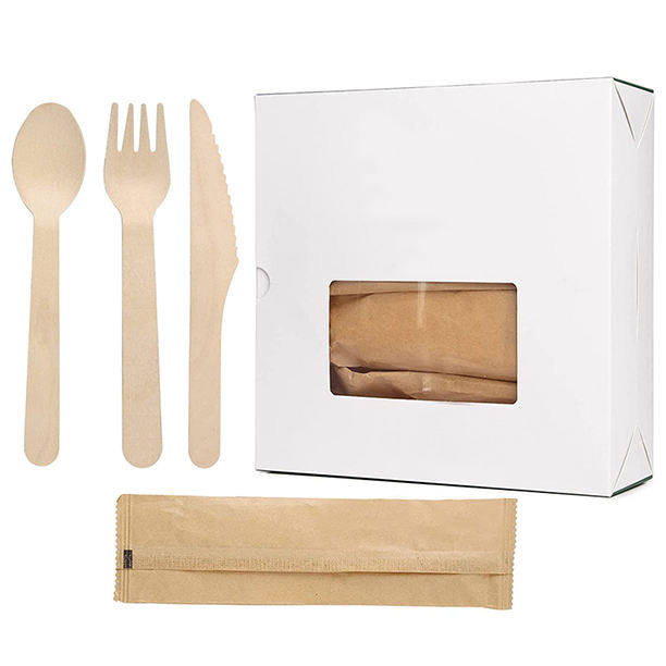 Eco-Friendly Wooden Knife, Fork & Spoon Set