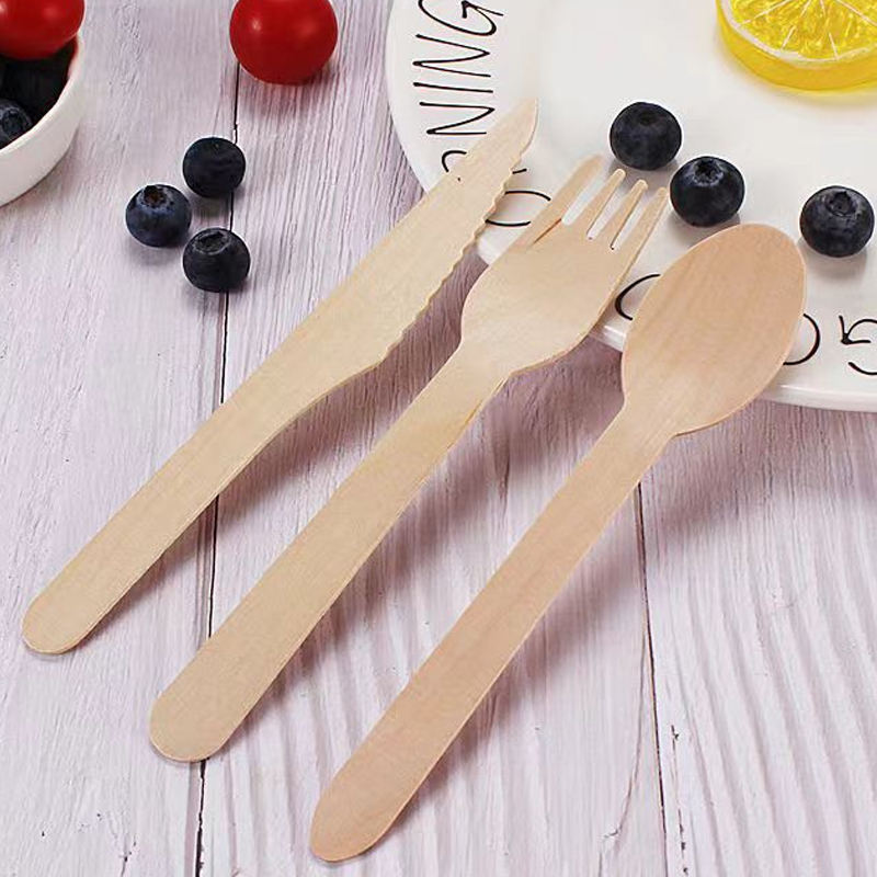 Eco-Friendly Wooden Knife, Fork & Spoon Set