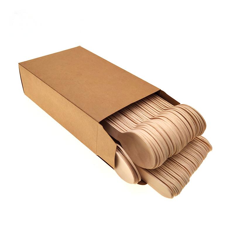 Disposable Wooden Cutlery with Paper Box