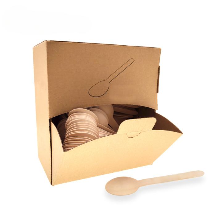 Disposable Wooden Cutlery In Paper Box