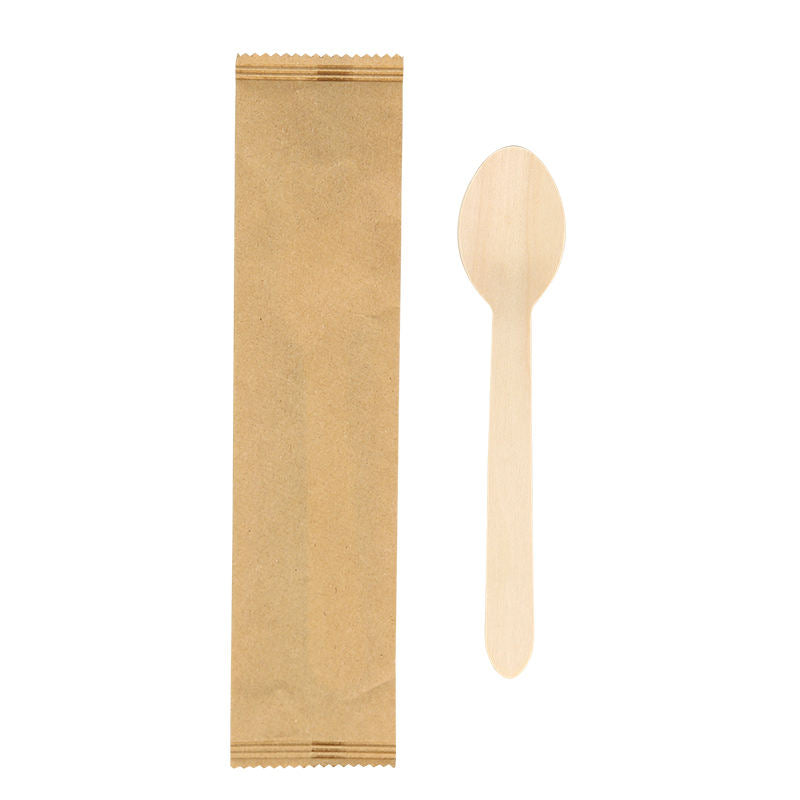 Individually Wrapped wooden cutlery Paper Bag