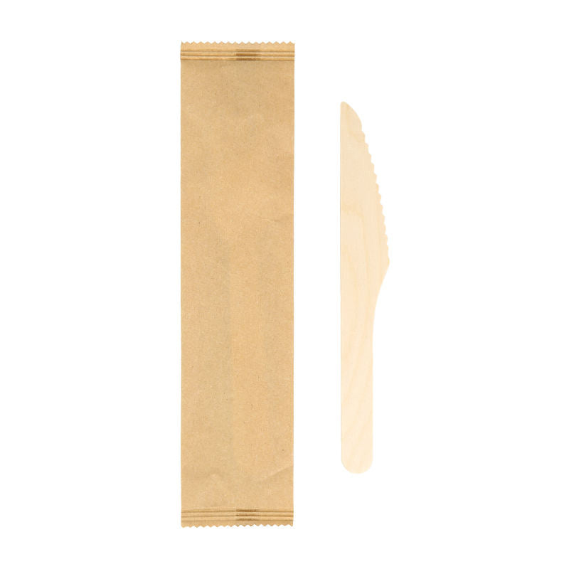Individually Wrapped wooden cutlery Paper Bag