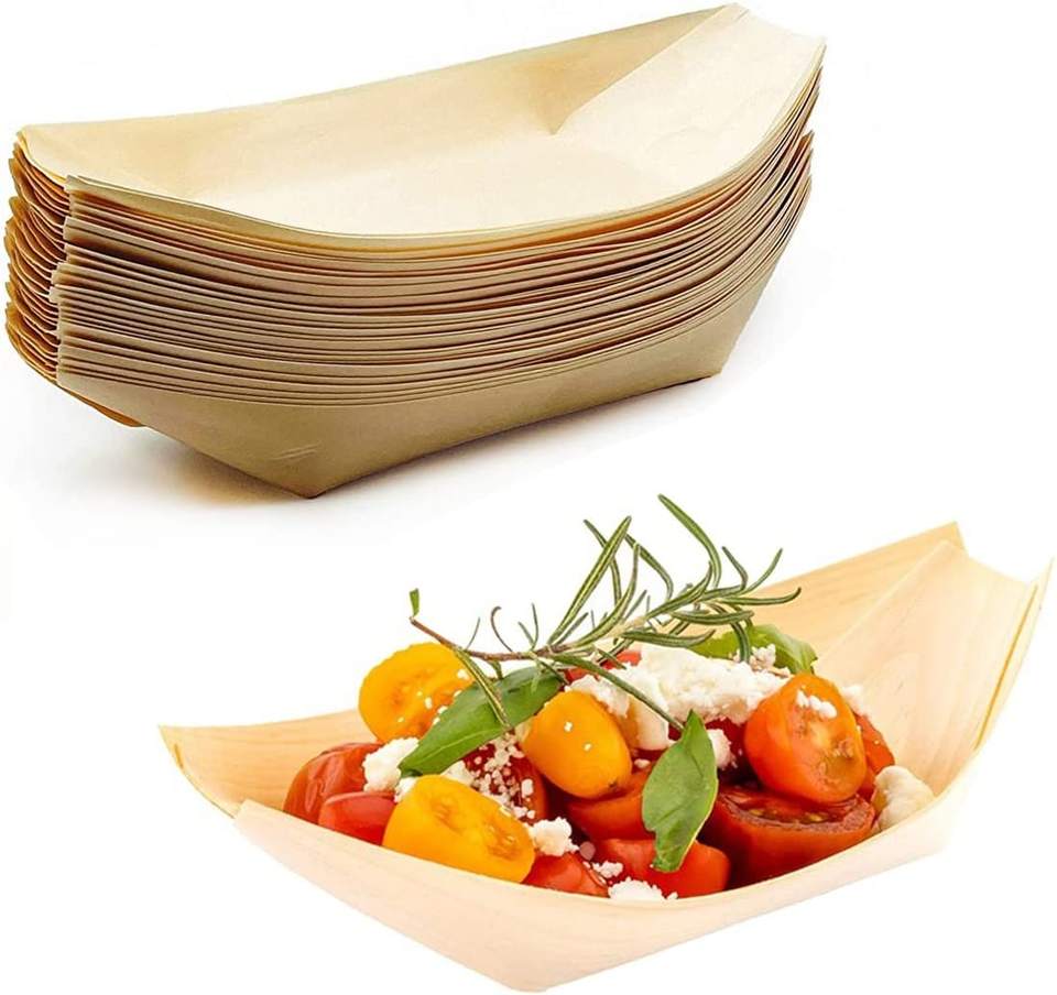 Eco-Friendly Wooden Food Boat