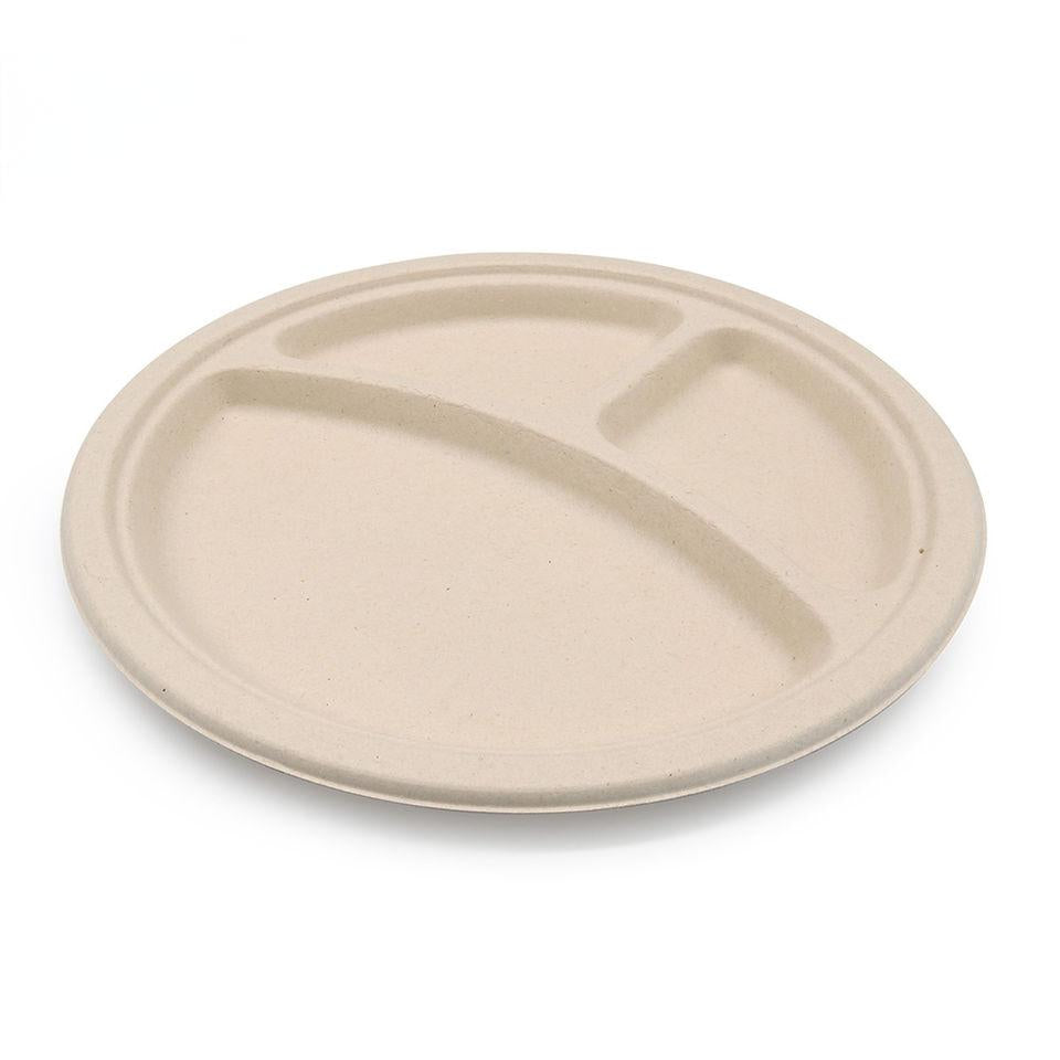 Bagasse 3 Compartment Plate