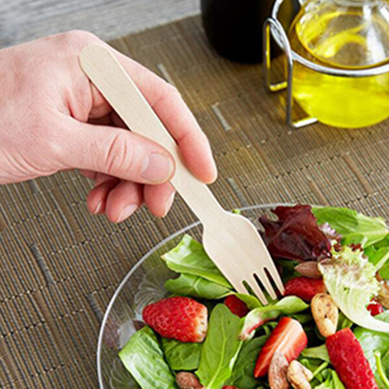 Eco-Friendly Wooden Knife, Fork & Spoon Set