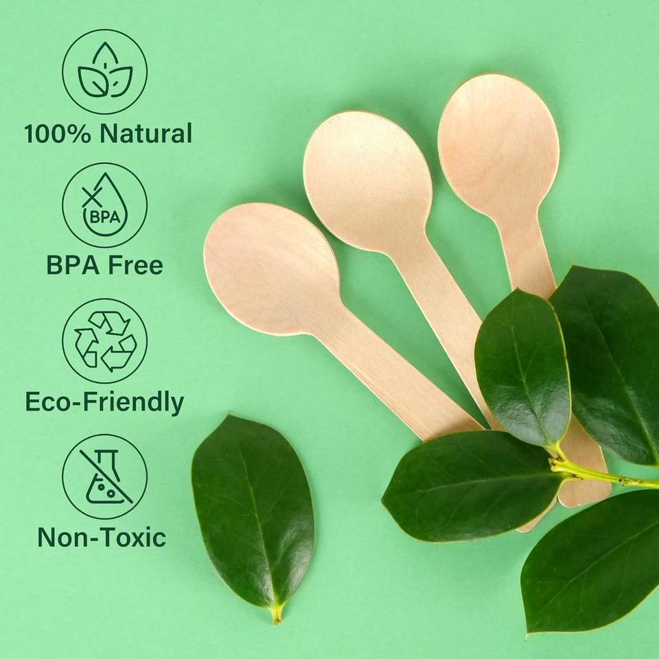 100mm Eco-Friendly Round-Head Wooden Spoon