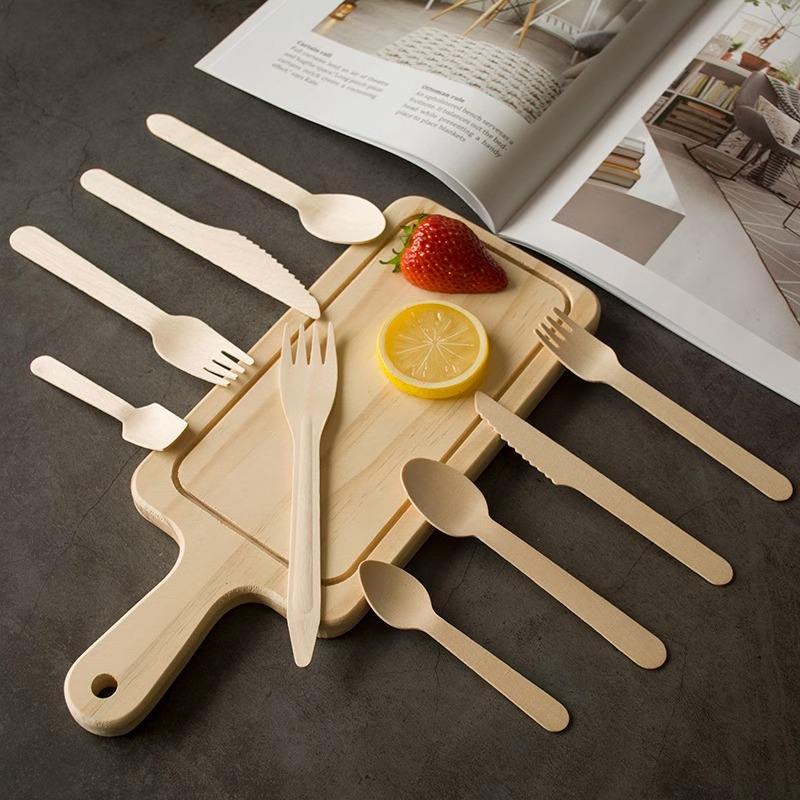 Eco-Friendly Wooden Knife, Fork & Spoon Set