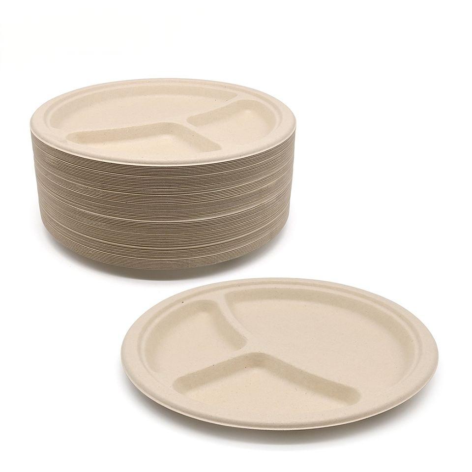 Bagasse 3 Compartment Plate