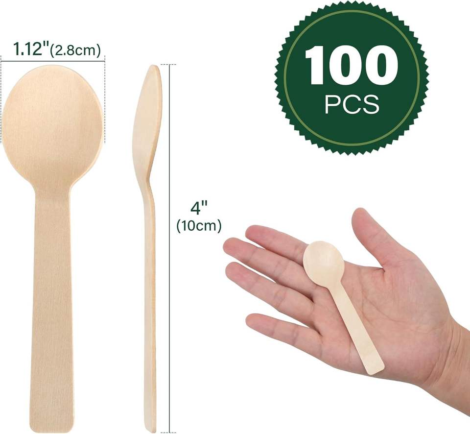 100mm Eco-Friendly Round-Head Wooden Spoon