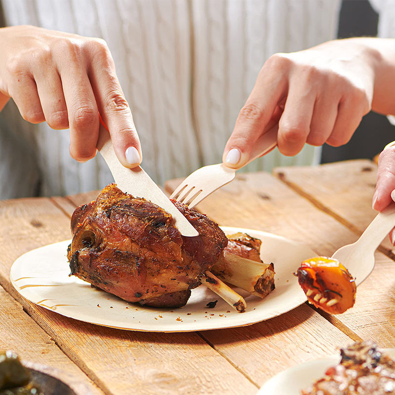 Eco-Friendly Wooden Knife, Fork & Spoon Set