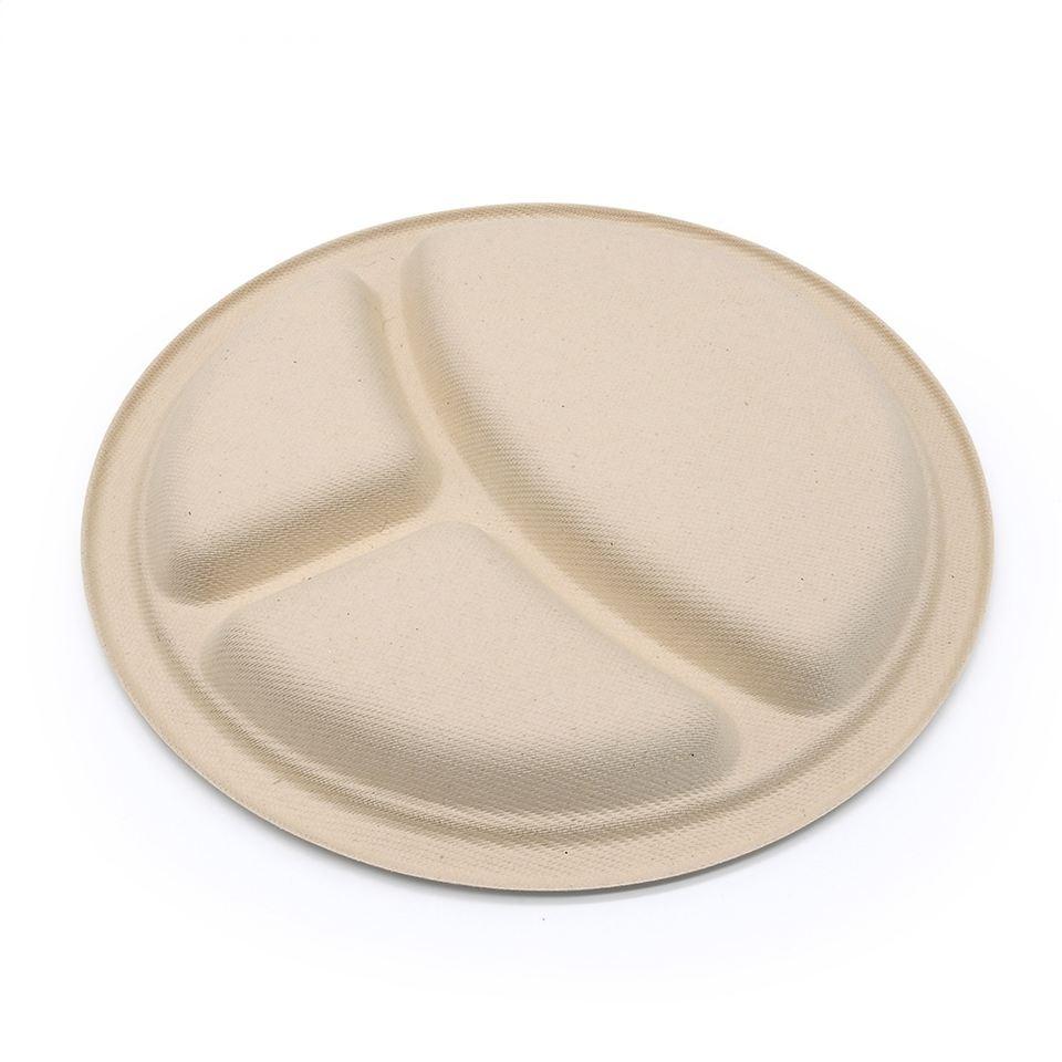 Bagasse 3 Compartment Plate