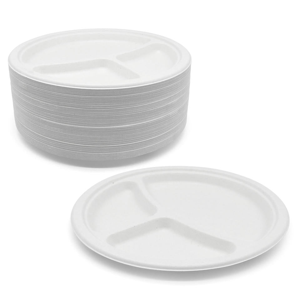 Bagasse 3 Compartment Plate