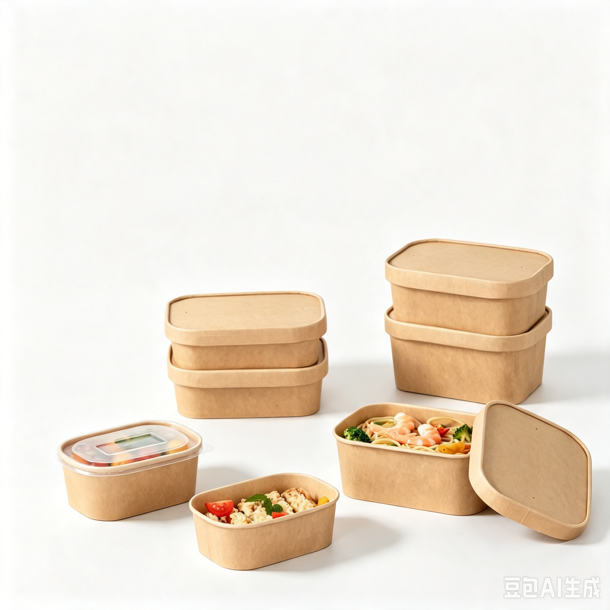 Rectangle Paper Bowls with Lids