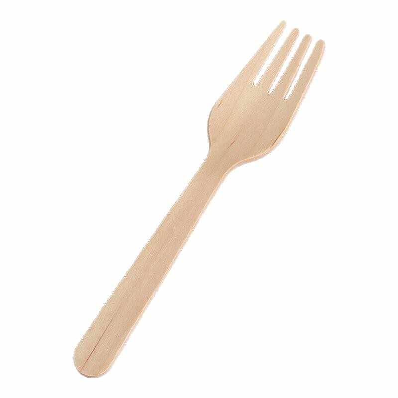 Disposable Wooden Fork with Long Teeth 6.3''